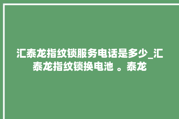 汇泰龙指纹锁服务电话是多少_汇泰龙指纹锁换电池 。泰龙