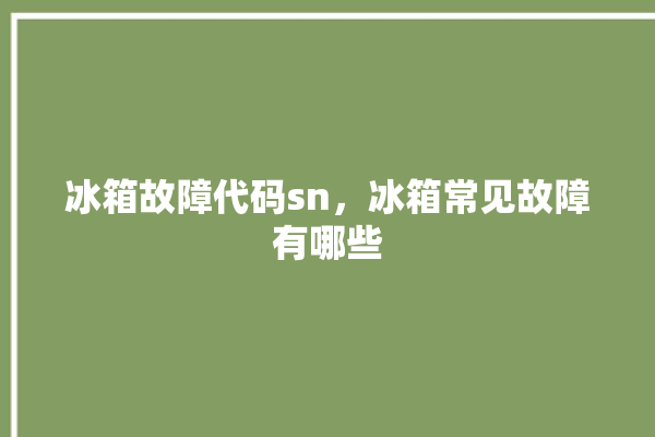 冰箱故障代码sn，冰箱常见故障有哪些