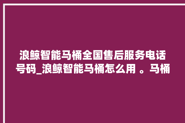 浪鲸智能马桶全国售后服务电话号码_浪鲸智能马桶怎么用 。马桶