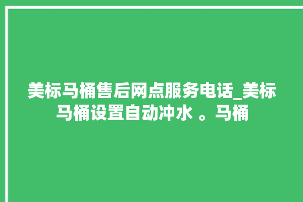 美标马桶售后网点服务电话_美标马桶设置自动冲水 。马桶