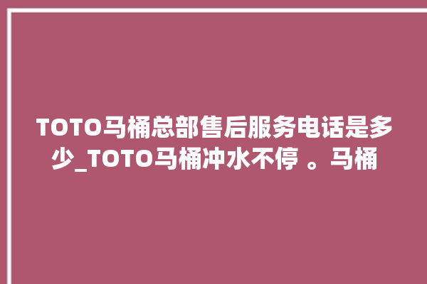 TOTO马桶总部售后服务电话是多少_TOTO马桶冲水不停 。马桶