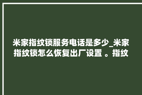 米家指纹锁服务电话是多少_米家指纹锁怎么恢复出厂设置 。指纹锁