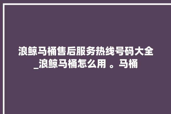 浪鲸马桶售后服务热线号码大全_浪鲸马桶怎么用 。马桶