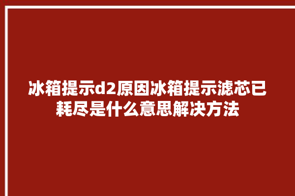 冰箱提示d2原因冰箱提示滤芯已耗尽是什么意思解决方法