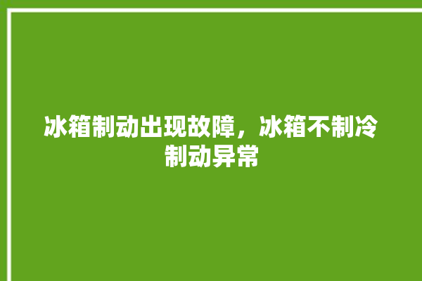 冰箱制动出现故障，冰箱不制冷制动异常