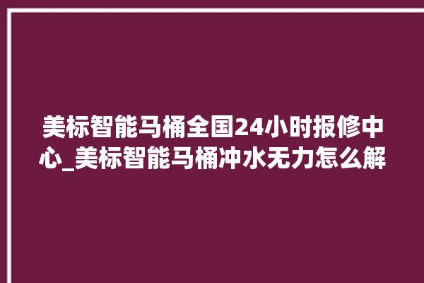 美标智能马桶全国24小时报修中心_美标智能马桶冲水无力怎么解决 。马桶