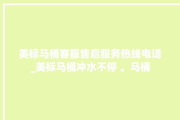 美标马桶客服售后服务热线电话_美标马桶冲水不停 。马桶