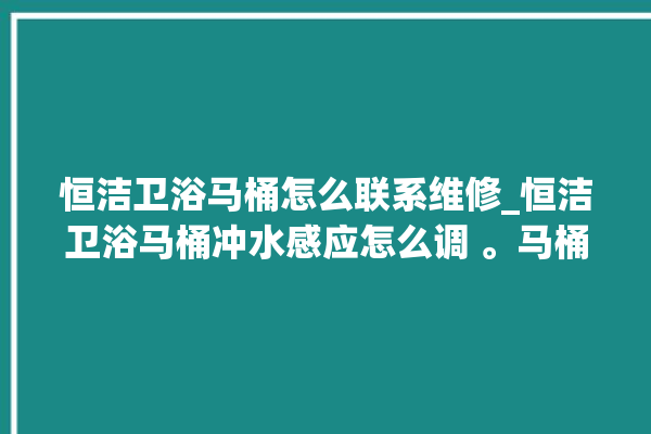 恒洁卫浴马桶怎么联系维修_恒洁卫浴马桶冲水感应怎么调 。马桶