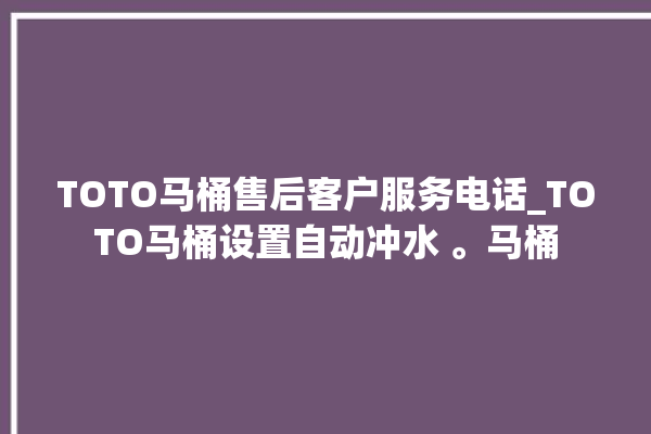 TOTO马桶售后客户服务电话_TOTO马桶设置自动冲水 。马桶