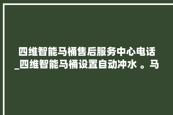 四维智能马桶售后服务中心电话_四维智能马桶设置自动冲水 。马桶