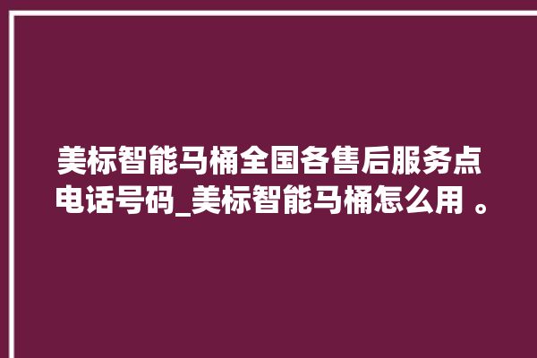 美标智能马桶全国各售后服务点电话号码_美标智能马桶怎么用 。马桶