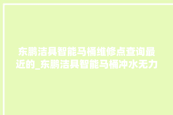 东鹏洁具智能马桶维修点查询最近的_东鹏洁具智能马桶冲水无力怎么解决 。马桶