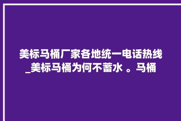 美标马桶厂家各地统一电话热线_美标马桶为何不蓄水 。马桶