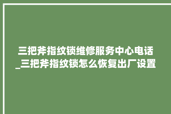 三把斧指纹锁维修服务中心电话_三把斧指纹锁怎么恢复出厂设置 。三把