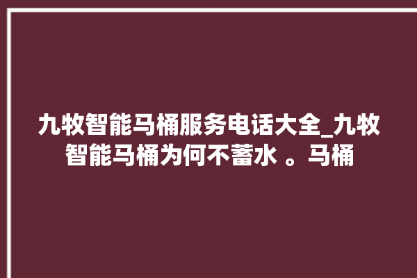 九牧智能马桶服务电话大全_九牧智能马桶为何不蓄水 。马桶