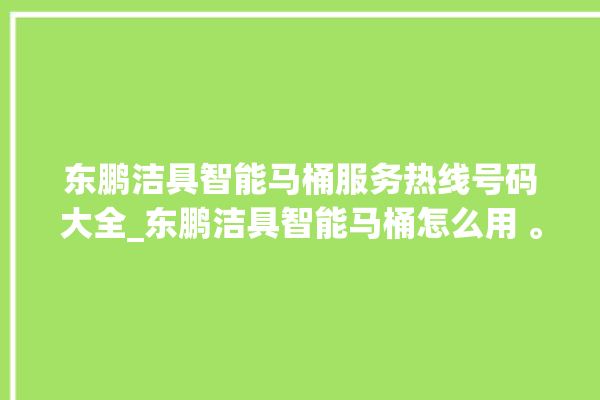 东鹏洁具智能马桶服务热线号码大全_东鹏洁具智能马桶怎么用 。马桶