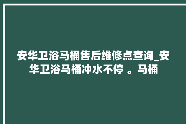 安华卫浴马桶售后维修点查询_安华卫浴马桶冲水不停 。马桶