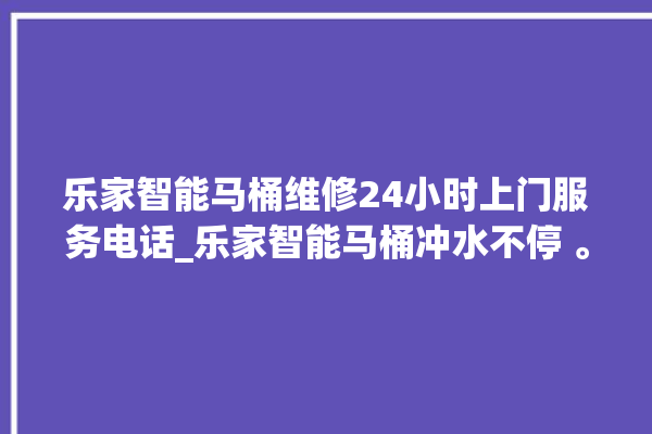 乐家智能马桶维修24小时上门服务电话_乐家智能马桶冲水不停 。马桶