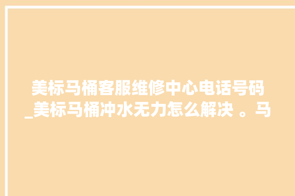 美标马桶客服维修中心电话号码_美标马桶冲水无力怎么解决 。马桶