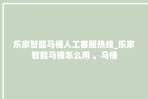 乐家智能马桶人工客服热线_乐家智能马桶怎么用 。马桶