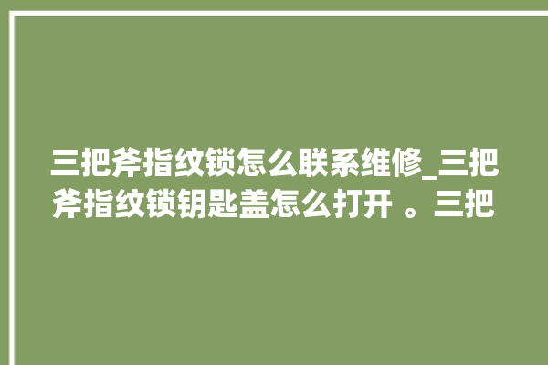 三把斧指纹锁怎么联系维修_三把斧指纹锁钥匙盖怎么打开 。三把