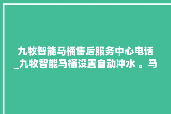 九牧智能马桶售后服务中心电话_九牧智能马桶设置自动冲水 。马桶