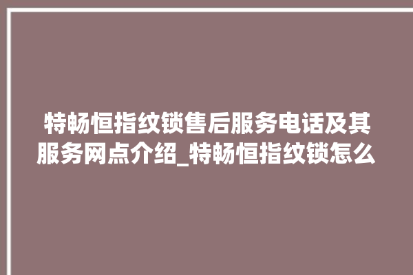 特畅恒指纹锁售后服务电话及其服务网点介绍_特畅恒指纹锁怎么样 。恒指