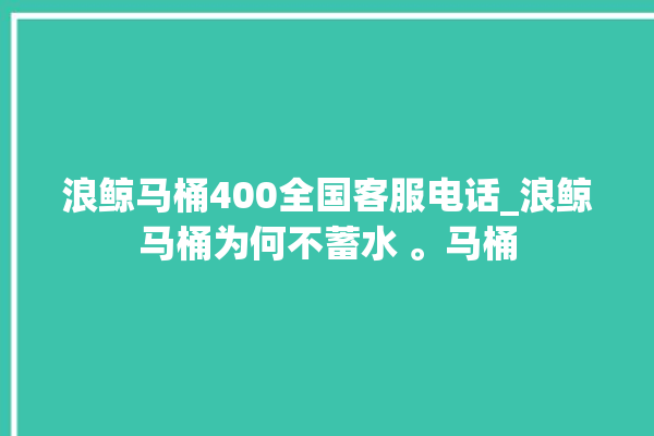 浪鲸马桶400全国客服电话_浪鲸马桶为何不蓄水 。马桶