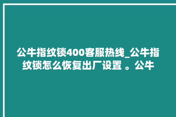 公牛指纹锁400客服热线_公牛指纹锁怎么恢复出厂设置 。公牛