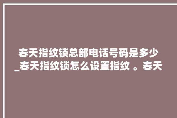 春天指纹锁总部电话号码是多少_春天指纹锁怎么设置指纹 。春天