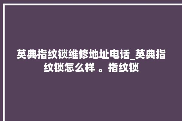 英典指纹锁维修地址电话_英典指纹锁怎么样 。指纹锁