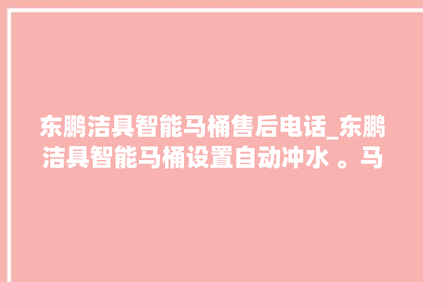 东鹏洁具智能马桶售后电话_东鹏洁具智能马桶设置自动冲水 。马桶