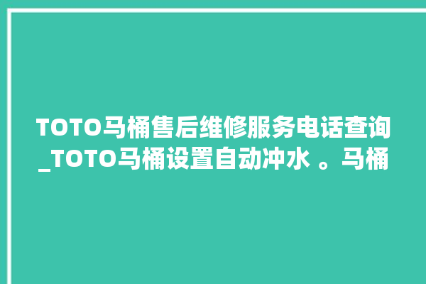 TOTO马桶售后维修服务电话查询_TOTO马桶设置自动冲水 。马桶