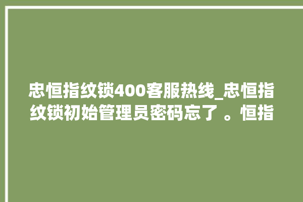 忠恒指纹锁400客服热线_忠恒指纹锁初始管理员密码忘了 。恒指