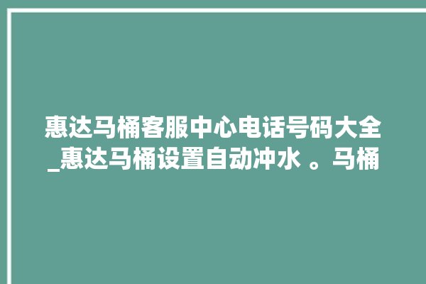 惠达马桶客服中心电话号码大全_惠达马桶设置自动冲水 。马桶