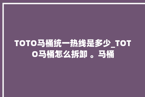 TOTO马桶统一热线是多少_TOTO马桶怎么拆卸 。马桶