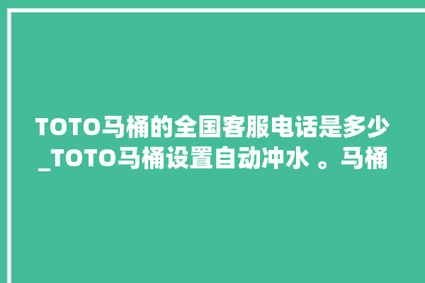 TOTO马桶的全国客服电话是多少_TOTO马桶设置自动冲水 。马桶