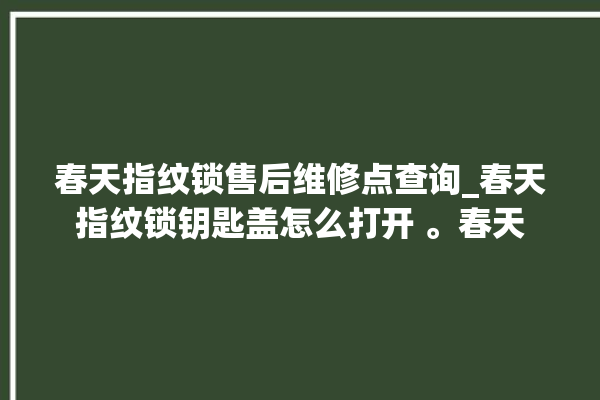 春天指纹锁售后维修点查询_春天指纹锁钥匙盖怎么打开 。春天