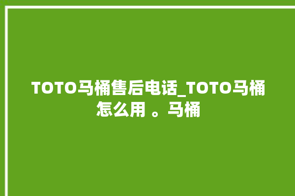 TOTO马桶售后电话_TOTO马桶怎么用 。马桶