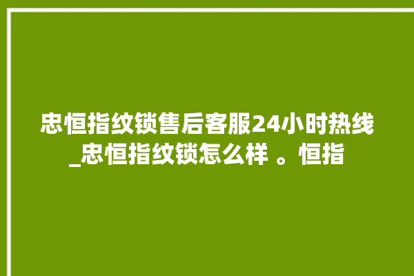 忠恒指纹锁售后客服24小时热线_忠恒指纹锁怎么样 。恒指