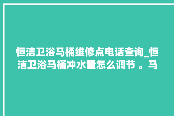 恒洁卫浴马桶维修点电话查询_恒洁卫浴马桶冲水量怎么调节 。马桶