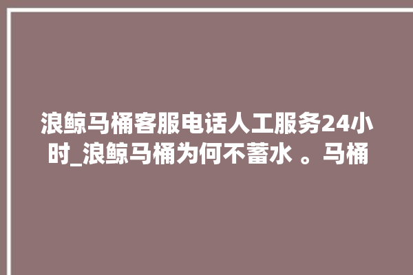 浪鲸马桶客服电话人工服务24小时_浪鲸马桶为何不蓄水 。马桶