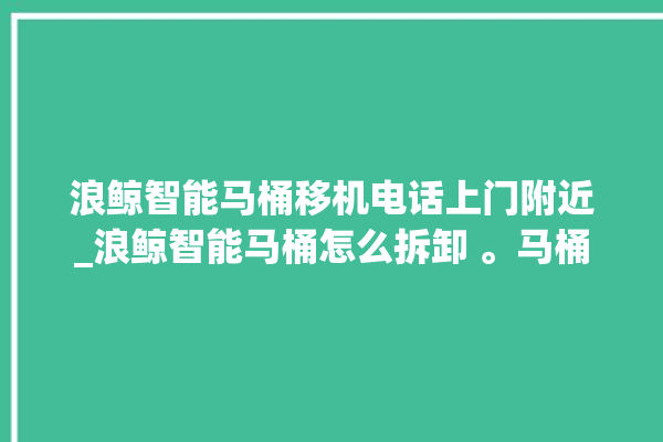 浪鲸智能马桶移机电话上门附近_浪鲸智能马桶怎么拆卸 。马桶