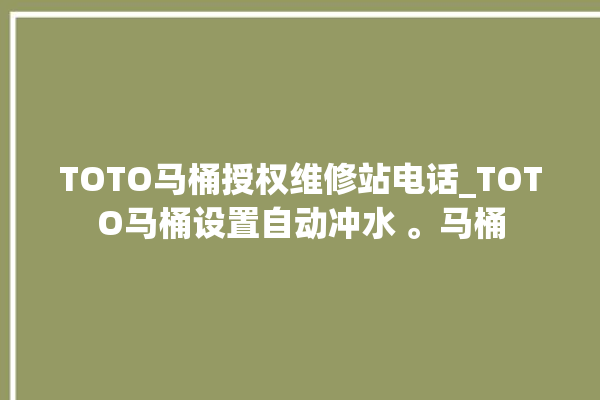 TOTO马桶授权维修站电话_TOTO马桶设置自动冲水 。马桶