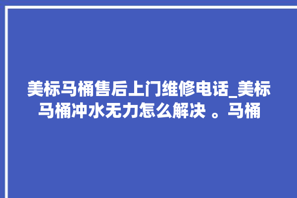 美标马桶售后上门维修电话_美标马桶冲水无力怎么解决 。马桶