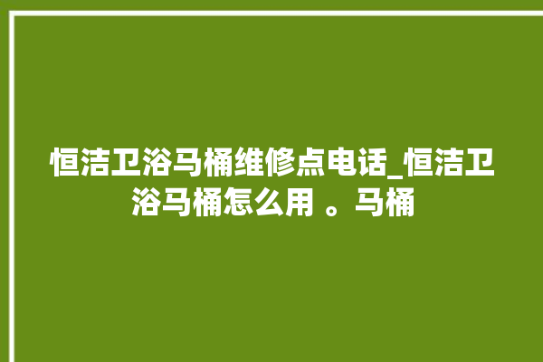 恒洁卫浴马桶维修点电话_恒洁卫浴马桶怎么用 。马桶