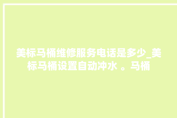 美标马桶维修服务电话是多少_美标马桶设置自动冲水 。马桶