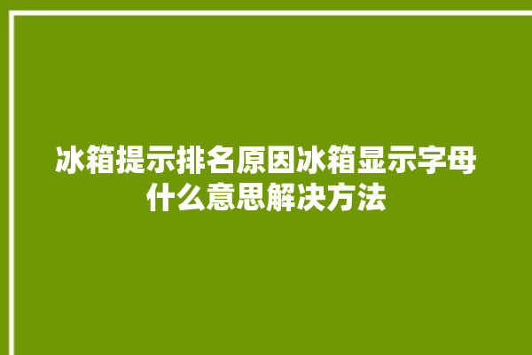 冰箱提示排名原因冰箱显示字母什么意思解决方法