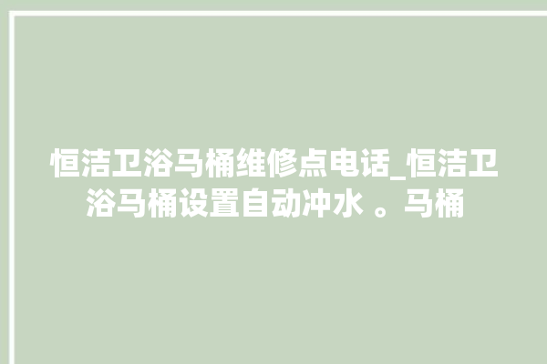 恒洁卫浴马桶维修点电话_恒洁卫浴马桶设置自动冲水 。马桶