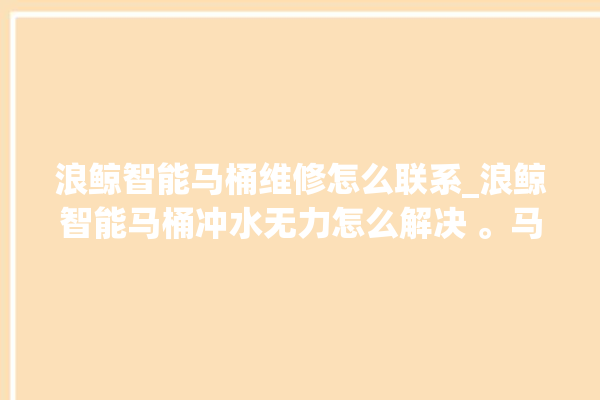 浪鲸智能马桶维修怎么联系_浪鲸智能马桶冲水无力怎么解决 。马桶